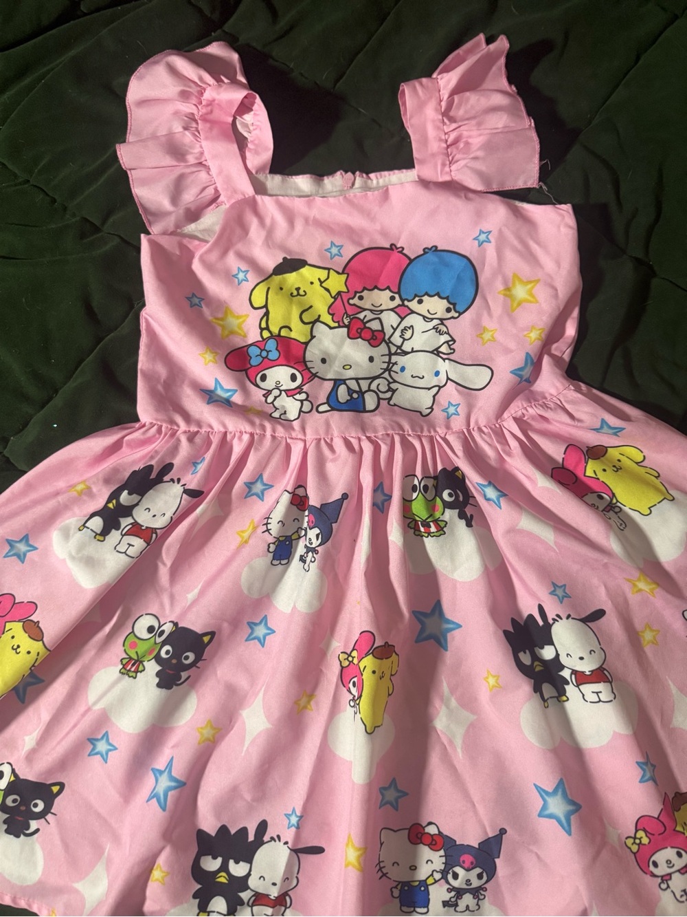 Sanrio Pink Ruffled Dress with Hello Kitty & Friends